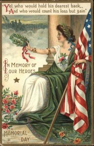 Patriotic Memorial Day Beautiful Woman on Throne American Flag Chapman PC