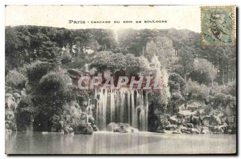 Postcard Old Paris waterfall of Bois de Boulogne