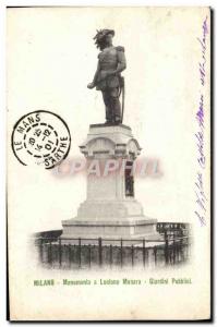 Old Postcard Milano Monumento A Luciano Manra Giardini Pubblici