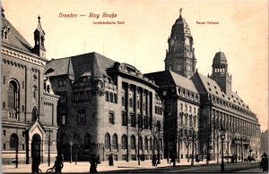 Germany Dresden Ringstraße Neues Rathaus Vintage Postcard C013