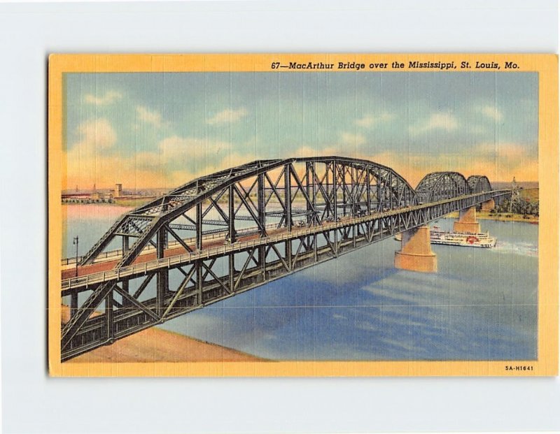 Postcard MacArthur Bridge over the Mississippi, St. Louis, Missouri