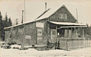 Clayton Lake ME Post Office Game Inspection Station Real Photo Postcard