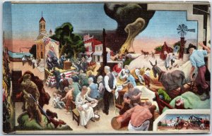 VINTAGE POSTCARD A COUNTRY POLITICAL SPEAKING SCENE AS PAINTED BY THOMAS BENTON