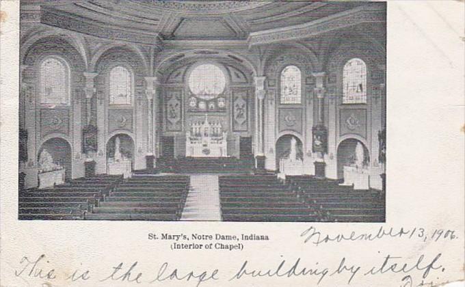 Indiana Notre Dame Interior Of Chapel St Mary's 1906