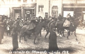 WWI German Soldiers Luxembourg Retreating Real Photo Postcard