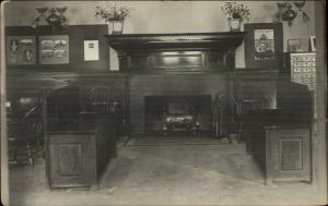 Library - Card Catalogue Postcards visible on Wall Lewiston Maine on Back RPPC