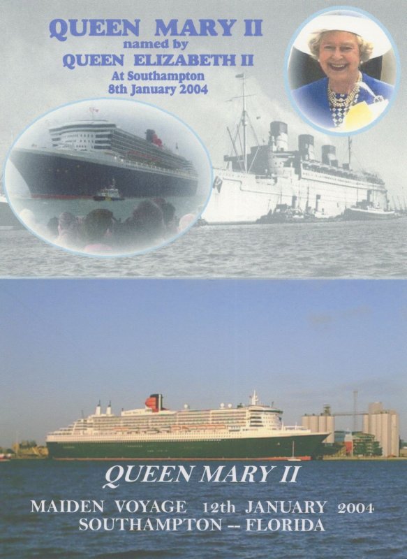 Queen Mary II Maiden Voyage 2004 Two Rare Ship Postcard s