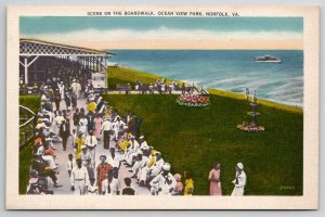 Norfolk Virginia Scene on the Boardwalk Ocean View Park Postcard C22