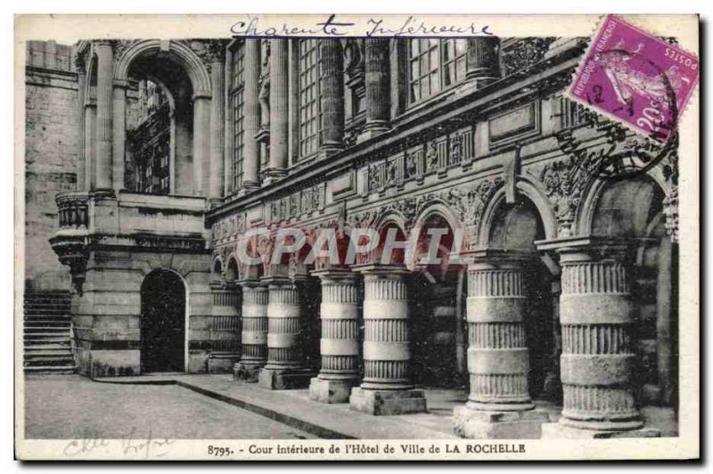 Old Postcard Inner Court of L & # 39Hotel City of La Rochelle