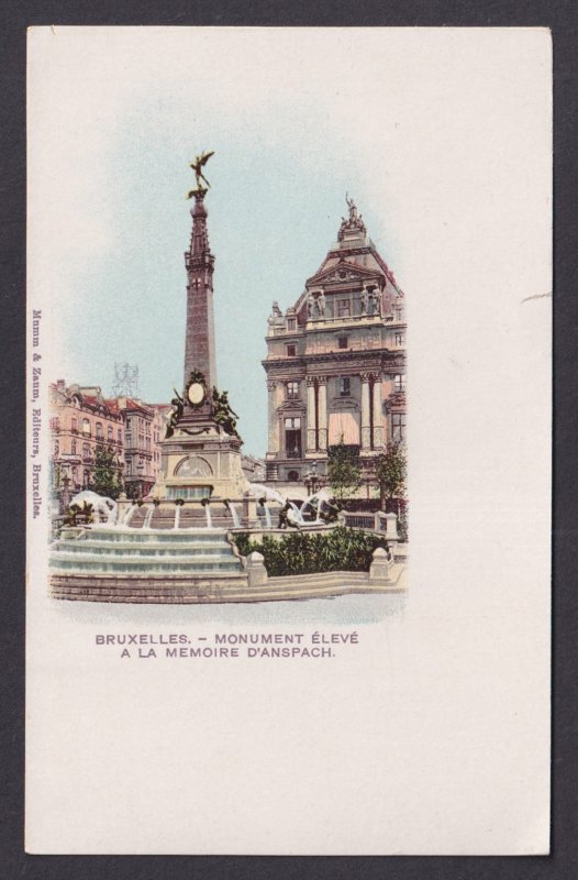 Vintage Postcard Belgium Brussels Anspach Monument