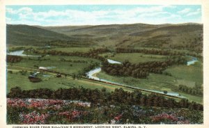 Vintage Postcard 1920's Cheming River Sullivan's Monument West Elmira New York 