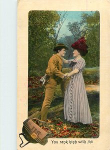 WWI Postcard Patriotic Soldier Romance American Flag You Rank With Me 395/4