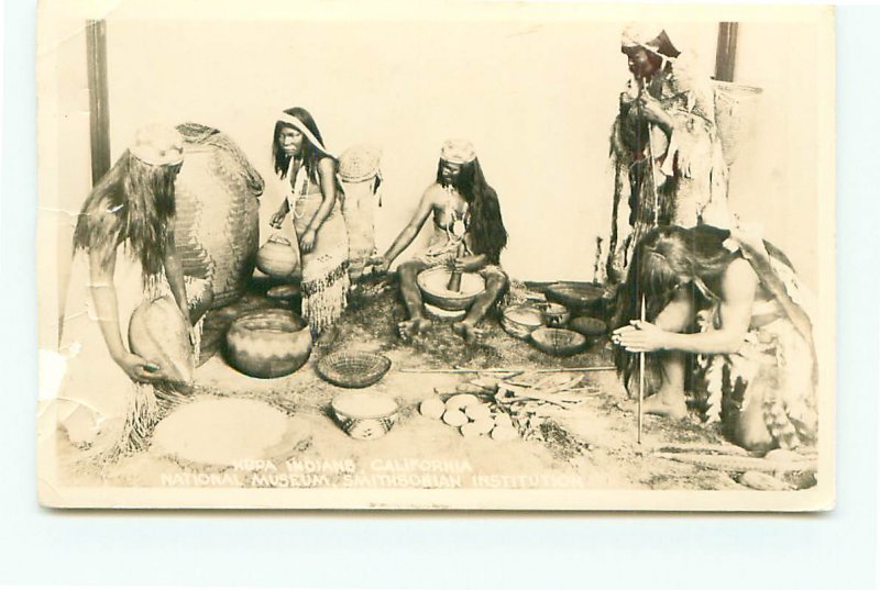 RPPC Torn Nupa Indians Calif Smithsonian