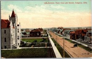 13th Avenue East from 9th Street, Calgary Alberta Vintage Postcard P10