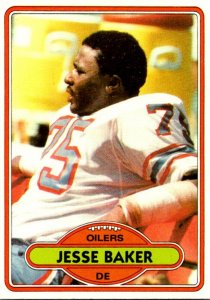 1980 Topps Football Card Jesse Baker DE Houston Oilers sun0447