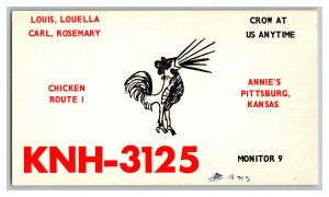 QSL Radio Card From Pitrsburg Kansas KNH-3125 