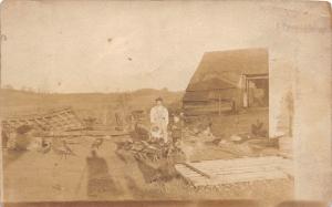 E28/ Occupational Real Photo RPPC Postcard c1910 Chicken Turkey Farm Kids 21