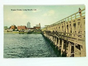 Vintage Postcard 1910's Pier Wood Water Front Long Beach CA California