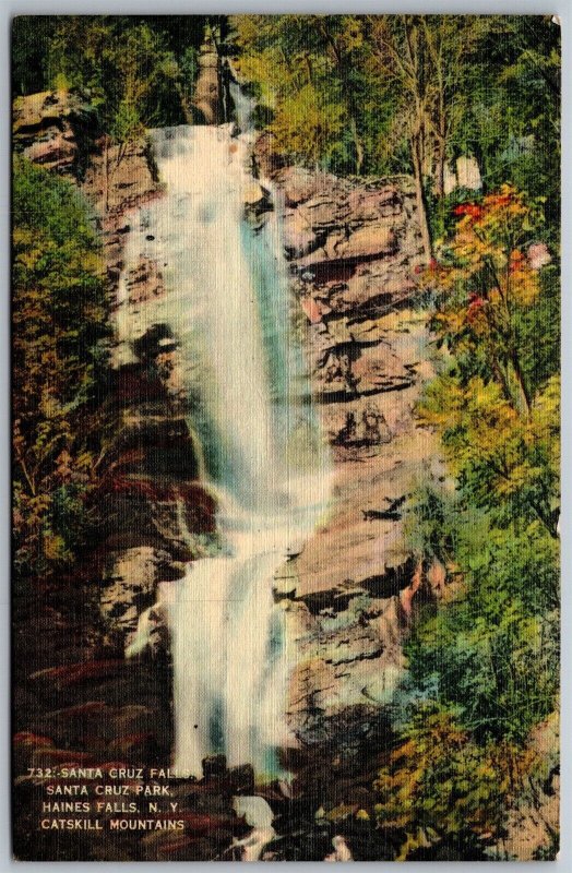 Vtg Haines Falls New York NY Santa Cruz Falls Park Catskill Mountains Postcard