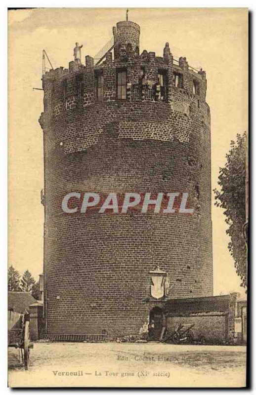 Old Postcard Chateau Verneuil The gray tower