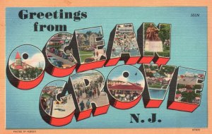 Vintage Postcard 1930's Greetings From Ocean Grove Monmouth County New Jersey NJ