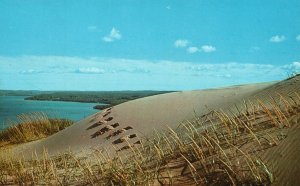 Vintage Postcard Footprints In The Sand Beautiful Glen Lake Glen Haven Michigan