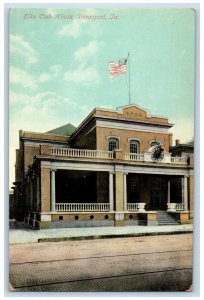 c1950 Elks Club House Building View Railway Roadside Davenport Iowa IA Postcard