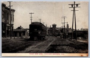 K18/ Chicago Heights Illinois Postcard c1910 Trolley Interurban West End 246