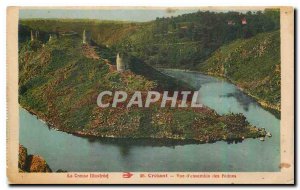 Old Postcard Creuse Crozant illustrated overview of Ruins