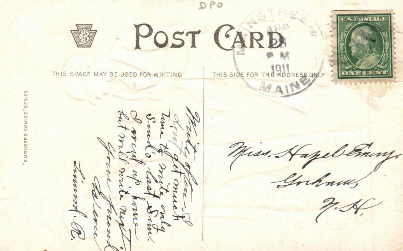 Vintage Postcard 1911 I'm Deeply Touched Two Men in Conversation