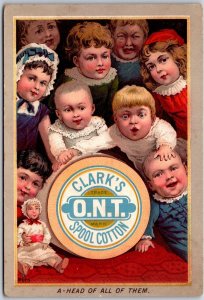 1880s-90s Babies Clark's O.N.T. Spool Cotton Milward's Helix Needles Trade Card