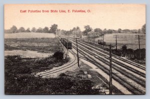 J87/ East Palestine Ohio Postcard c1910 Railroad Line State Line Train 1194