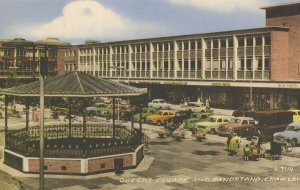 Queens Square Bandstand Crawley Sussex Old 1961 Collo Colour Postcard