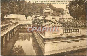 Postcard Old Nimes The Romans Ponds and Fountain Statue