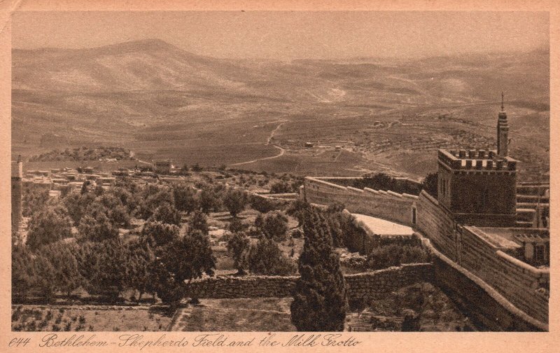 Vintage Postcard 1910's Bethlehem Shepherds Field & Milk Grotto Palestine