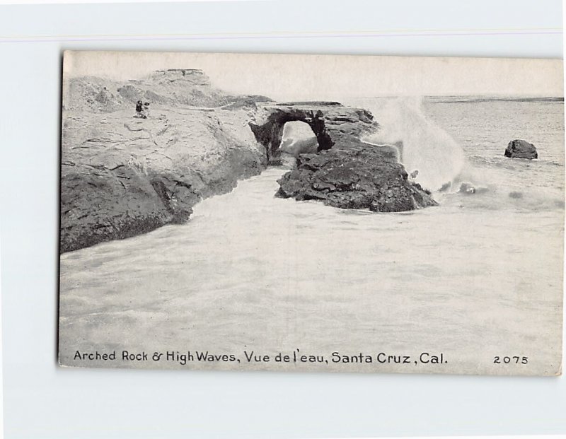 Postcard Arched Rock & High Waves Vue de l'eau Santa Cruz California USA
