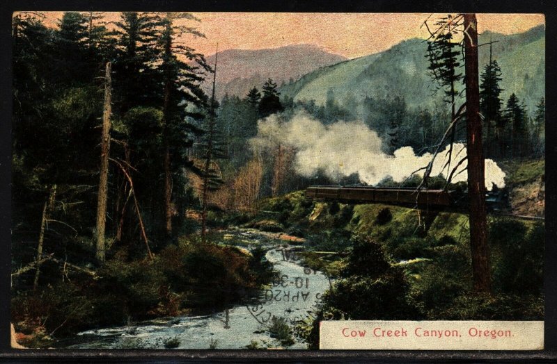 US 1909 Vintage Postcard Cow Creek Canyon Oregon used to San Francisco