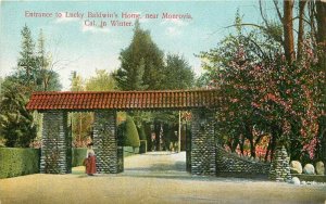 Baldwin's Home Entrance Monrovia California Restall C-1910 Postcard 20-9724