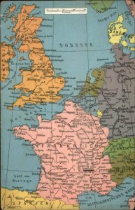 Map of Europe France Egland c1910 German Issued Postcard