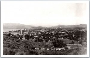 The City Of Elsinore California CA Panorama Trees Mts. Real Photo RPPC Postcard