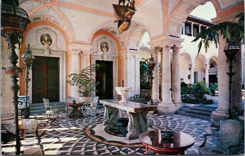 Interior Vizcaya Dade County Art Museum East Loggia Miami Florida FL Postcard 