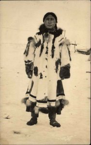 Nome AK Alaska Beautiful Native Inuit Woman Fur Coat LOMEN BROS RPPC