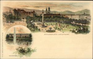 Stuttgart Germany Schlossplatz Verlag Von Ludw Schaller Lithograph Postcard