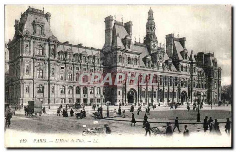 Old Postcard The Paris Hotel De Ville