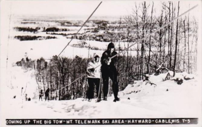 Wisconsin Hayward Cable Skiers Coming Up The Big Tow Mount Telemark Ski Area ...