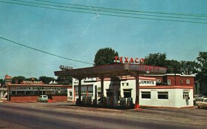 Vintage Postcard Jimmy's Gas Station & Diner Texaco Auburn ME Maine Pub. Geiger