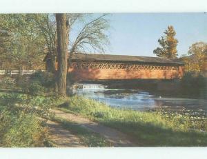 Unused Pre-1980 GULF OIL LOGO ON BARGE BY BRIDGE Bennington Vermont VT HQ8606