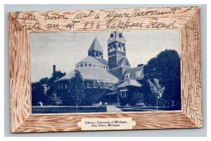 Vintage 1909 Postcard Library Building University of Michigan Ann Arbor Michigan