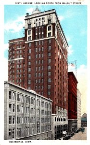 Iowa Des Moines Sixth Avenue Looking North From Walnut Street Curteich