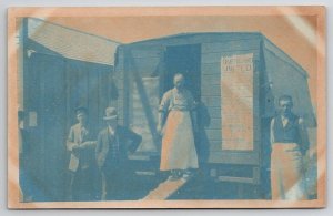 Cyanotype Cook Shack Car Overland Limited Menu Two Cooks Dapper Man Postcard G21